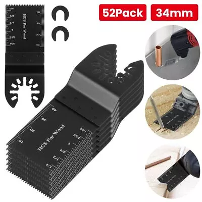 52 PCS Oscillating Multi Tool Blade Saw Blades Wood Metal Cutter For Dewalt Fein • £16.82