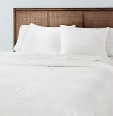 Slub Center Stripe Comforter Set - Hearth & Hand W/Magnolia - Sour Cream - Twin • $40