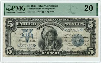 FR.280m $5 1899 Silver Certificate Chief PMG VF20 Mule 948300-2 • $999
