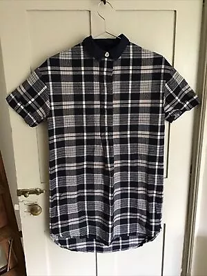 Toast Plaid Check Woven Cotton Longline Shirt Tunic Vintage Workwear Style UK 8 • £24