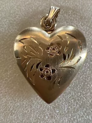 VTG 14K Stamped Heart Locket With Floral Etching • $125