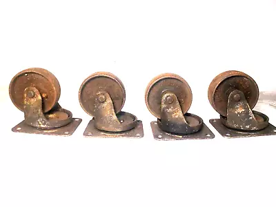 SET 4 FAIRBANKS CO  INDUSTRIAL CASTERS Cast Iron Metal Factory Wheels • $87.99