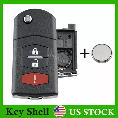 For Mazda 2 3 5 CX7 CX9 Flip Remote Key Fob Shell Case 3 Button + CR1620 Battery • $10.38