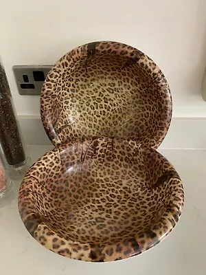 2 LARGE MELAMINE SERVING BOWLS - ANIMAL CHEETAH PRINT (Salad Fruit Party Nye) • £8