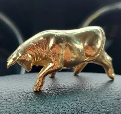 Metal Bull Figurine Miniature Painted Gold • $24