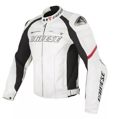 Dainese Men's Motorcycle Jacket All Size Racing  Leather Jacket White-Black • $223.55