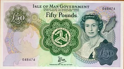 1983 Isle Of Man 50 Pounds Uncirculated Banknote. Single 50 Pounds IMP Note • $511