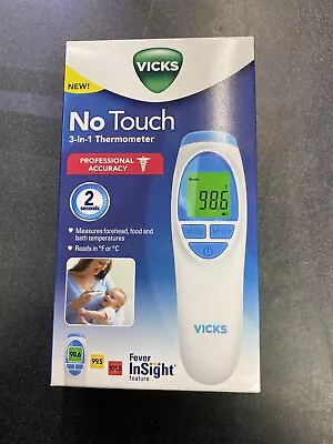 NEW Vicks No Touch 3-in-1 Thermometer Measures Forehead Food & Bath Temperature • $10.99