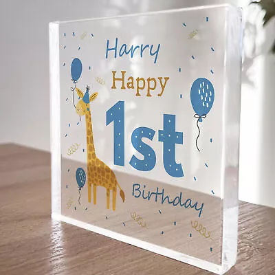 £9.99 • Buy Personalised Happy 1st Birthday Gift For Baby Boy Son Grandson Acrylic Block
