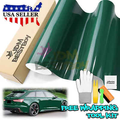 High Gloss Dark Green Car Vinyl Wrap Sticker Decal Sheet Film DIY Air Release • $4.99