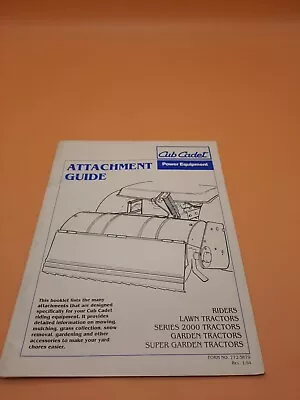 Cub Cadet Attachment Guide Lawn Garden Tractors Operator's Manual Series 2000 ✅ • £7.19