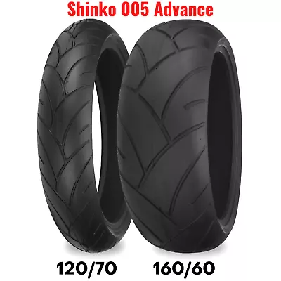 New Shinko 005 Advance Motorcycle Tire Set Front Rear 120 + 160/60 Radial 17  • $207.89