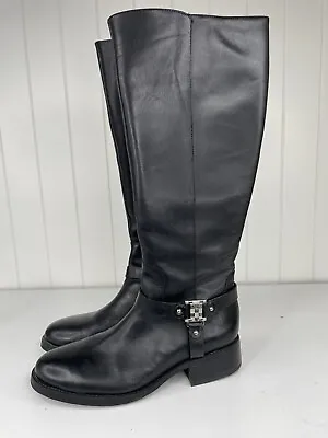 VINCE CAMUTO Farren Black Leather Knee High Fashion Riding Boots Women's Sz 9.5 • $32