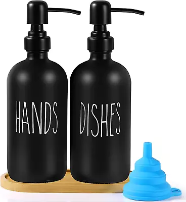 Glass Soap Dispenser Set Hand Soap Dispenser And Dish Soap Dispenser Kitchen Si • $31.13