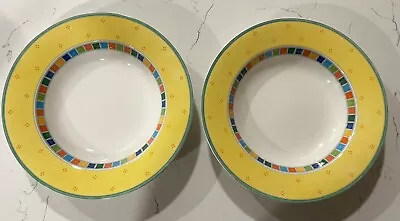 Villeroy Boch Twist Alea Limone Large Rim Soup Bowls Set Of 2 • $55