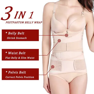 3 In 1 Postpartum Support Recovery Belly Wrap Girdle Support Band Belt Shaper UK • £22.79