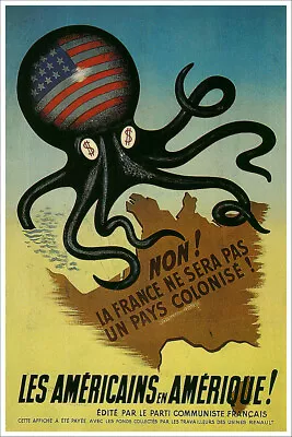 Vintage World War French Military Propaganda Poster Les Americains En Amerique • $9.99