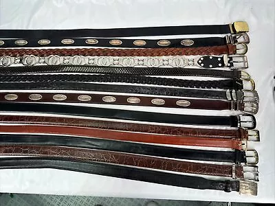 Lot Of 14 Leather Western  Fashion Belts Vintage & Contemporary • $10