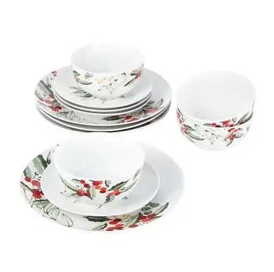 $55 • Buy Holly Days 12 Piece Dinner Set Holly Design Four Place Settings