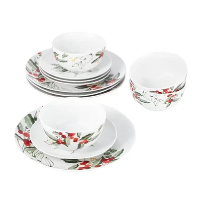 $55 • Buy Holly Days 12 Piece Dinner Set Holly Design Four Place Settings