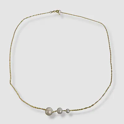 $296 Poppy Finch Women's 14k Yellow Gold Gradual Pearl Pendant Necklace • $94.78