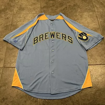 Majestic Cooperstown Collection Milwaukee Brewers MLB Baseball Jersey Mens Large • $22.39