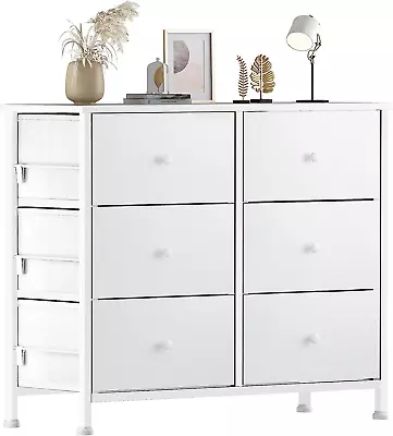 White Dresser For Bedroom 6 Drawer Organizers Fabric Storage Chest Tower Small D • $92.99