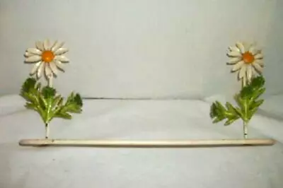 Italian Tole Daisies Flower Towel Bar Rack Hp Vintage Rare Early Mid Century • $79.99