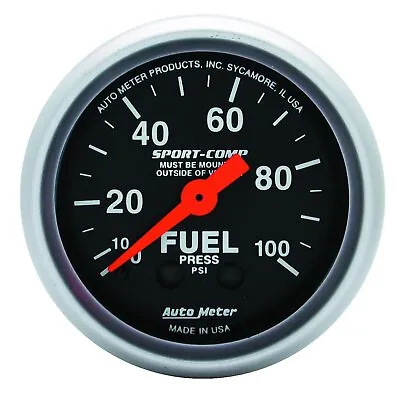 Auto Meter 3312 Sport-Comp Mechanical Fuel Pressure Gauge 0-100 Psi 2-1/16  • $83.80