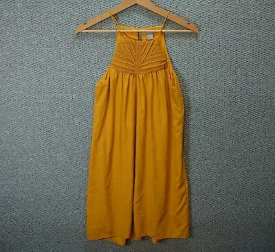 H&M Amber Mustard Prom Dress Beading Crochet Double Layer Lined Size 4 EU 34 • $6.74