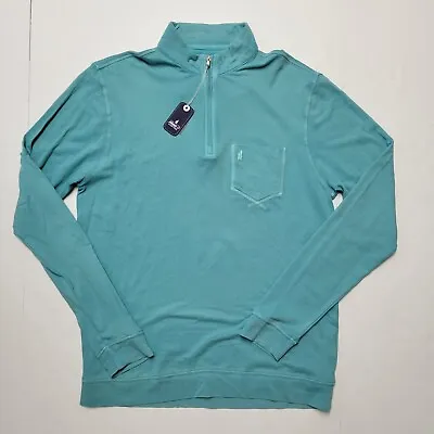 JOHNNIE-O DEREK Medium Haze Teal Blue Long Sleeve Men's 1/4 Zip Stretch Sweater • $70