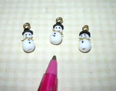 Miniature Town Square Snowman Christmas Tree Ornaments (3) DOLLHOUSE 1:12 • $2.98