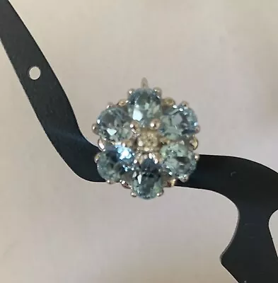 Vtg F F & Felger 14K White Gold Diamond Aquamarine Screw Back Earrings • $279