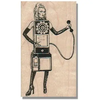 NEW Rubber Stamp Telephone Woman Smoking Lady Stamp Steampunk Pay PhoneTalk • $9.93