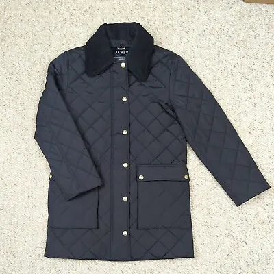 J Crew Coat Womens 2XS Black Heritage Quilted Barn Jacket Corduroy Zip 2023 • $51.66