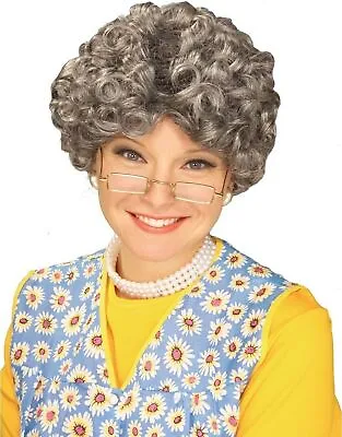 Yo Momma Gray Wig Curly Curls Grandma Grandpa Adult Costume Accessory Mrs. Claus • $13.95