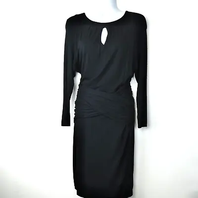 Marc Bouwer Dress Small Black Sheath Bodycon Long Sleeve • $17.99