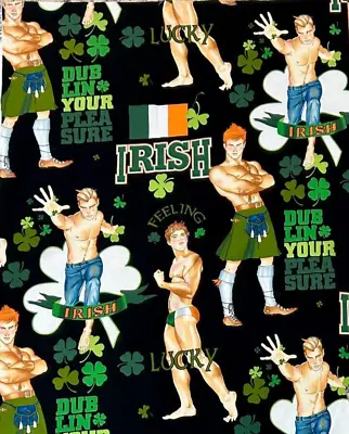 2013 Alexander Henry Fabric FEELING LUCKY Pin Up Men Irish St. Patrick Piece • $17