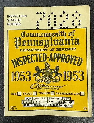 1953 Pennsylvania Inspection Sticker Pa Vtg Car Truck UNISSUED!! Antique Dodge • $34.25