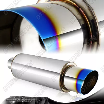 JDM N1 4  Slant Titanium Burnt Tip Stainless Exhaust Muffler 2.5  Inlet+Silencer • $35.99