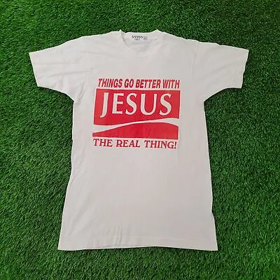 Vintage 90s Coca-Cola Parody Religious Shirt S-Long 18x29 Single-Stitch White • $31.52