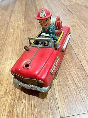 Vintage Nomura Fire Dept  No 12 Battery Operated  Tinplate Toy 1950 Rare! • $275