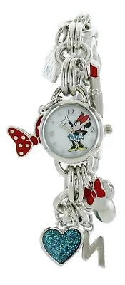 Disney Minnie Mouse Women Stainless Steel Charm Bracelet Watch Mn2217 • $27.99