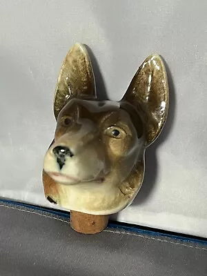 VINTAGE MELBA WARE German Shepherd Dog Bottle Stopper Cork 1950s • £19.99