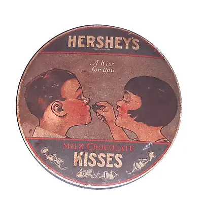 Hersheys Milk Chocolate Kisses Round Tin A Kiss For You Vintage 1982 England • $12.99