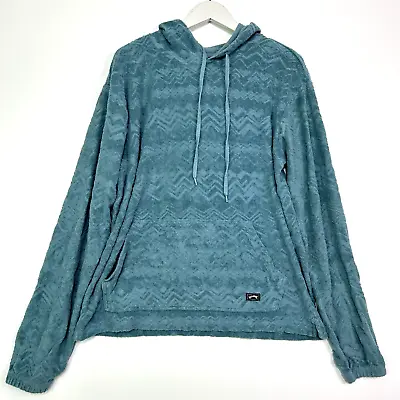 Billabong Chevron Embossed Terry Pullover Hoodie Blue Size Small • $16.80