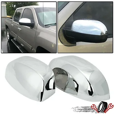 Chrome Side View Mirror Cap Top Half Cover LH RH Pair For Chevy Silverado Sierra • $23.90