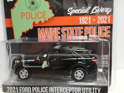 Greenlight 2021 FORD POLICE INTERCEPTOR UTILITY Black ANNIVERSARY Maine State • $5.99