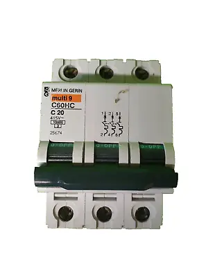 Merlin Gerin Triple Pole 20 Amp  Circuit Breaker Type C C60HC • £9