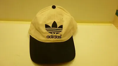  Vintage Adidas Snapback Adj. Hat Black White Trefoil Logo 90’s Hip Hop USED • $10